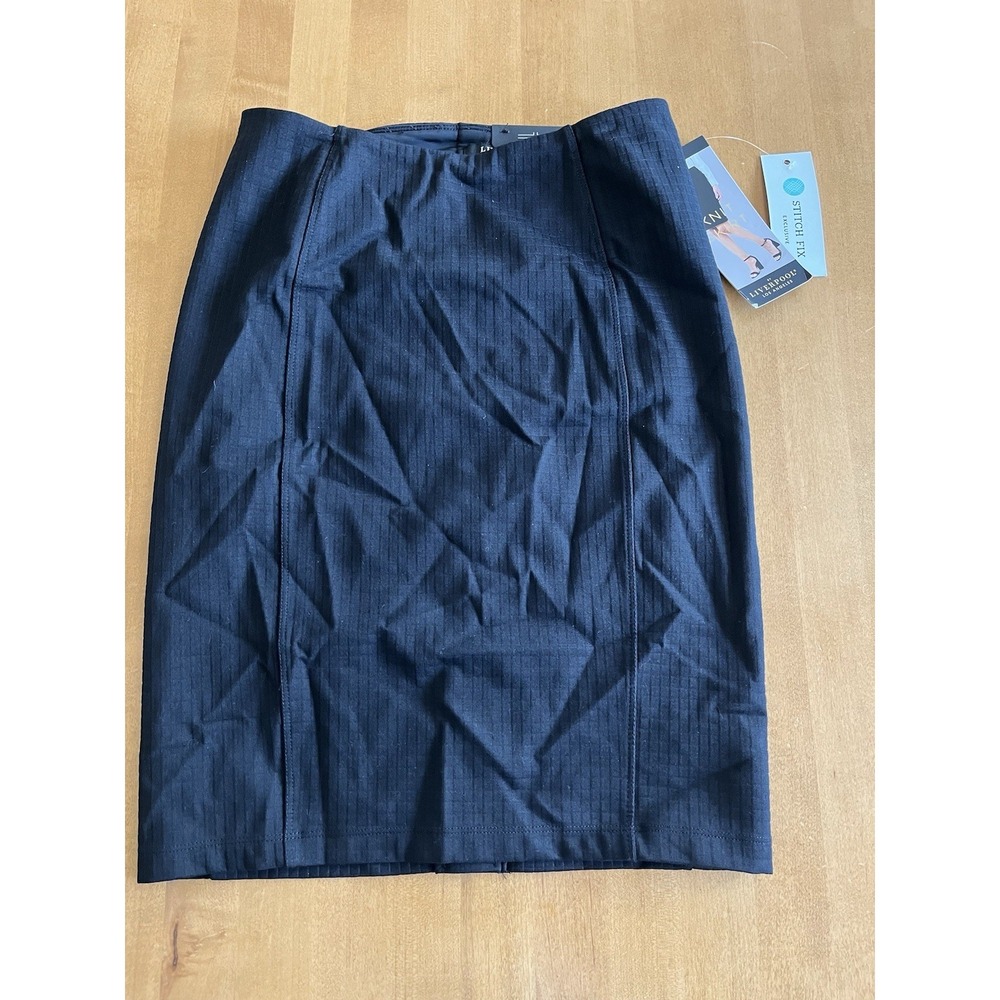 NWT Liverpool Los Angeles Womens 0/25 P Black Midi Pencil Skirt Work NEW‎